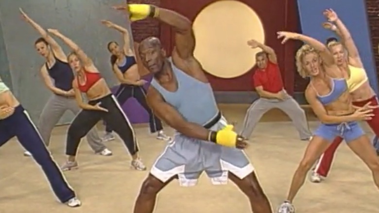 Billy Blanks in a still shot from one of his 1990s Tae Bo exercise videos