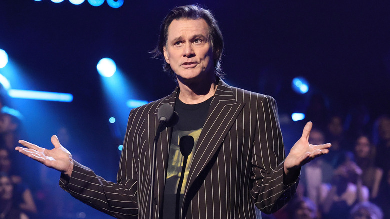 Jim Carrey on stage at a public event