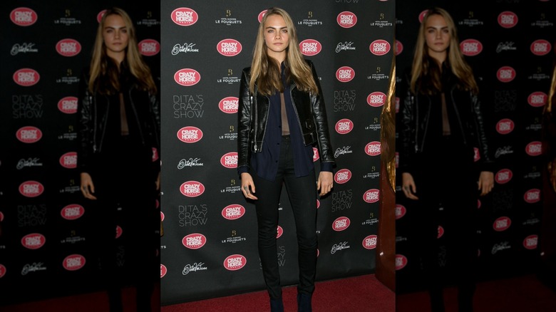 Cara Delevingne attending the "Dita Von Teese's Crazy Show" opening night photocall at Le Crazy Horse